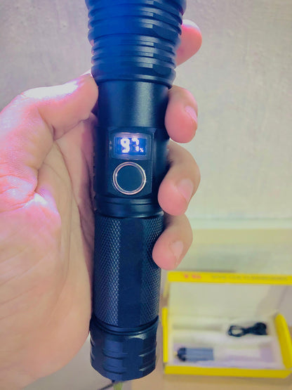2KM Long Range Rechargeable LED Flashlight | Super Bright, Waterproof, Camping & Security Torch