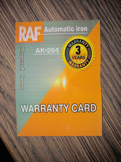 3 Year's Warranty | RAF Electric Iron – Non-Stick Soleplate