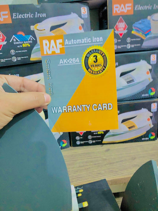 3 Year's Warranty | RAF Electric Iron – Non-Stick Soleplate