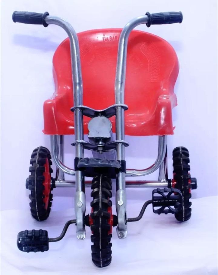 Baby Tricycle Double Seat Made with Durable Solid Material Tyre and Fiber Seat