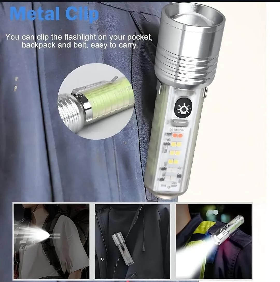 Multifunctional Zoomable Flashlight Torches LED Super Bright Rechargeable