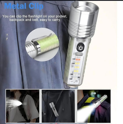 Multifunctional Zoomable Flashlight Torches LED Super Bright Rechargeable