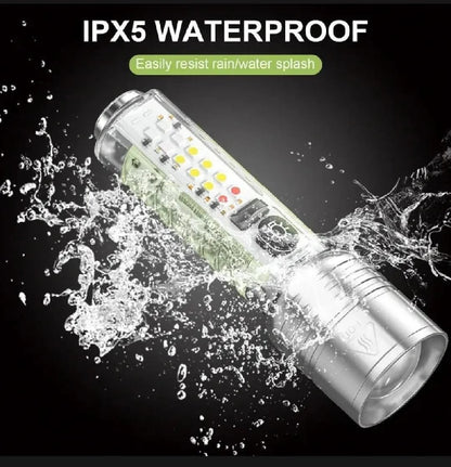 Multifunctional Zoomable Flashlight Torches LED Super Bright Rechargeable