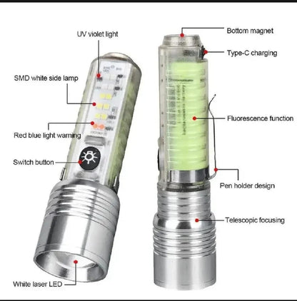 Multifunctional Zoomable Flashlight Torches LED Super Bright Rechargeable