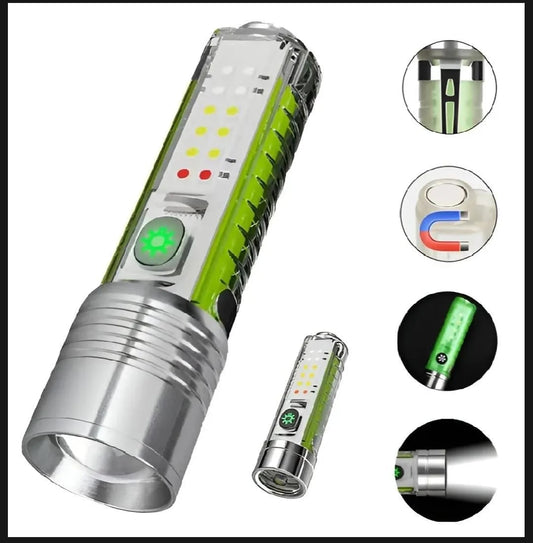 Multifunctional Zoomable Flashlight Torches LED Super Bright Rechargeable