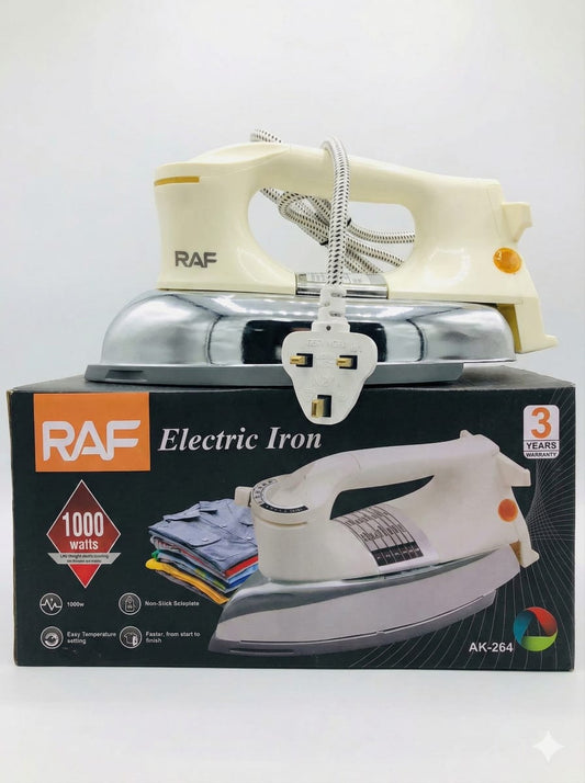 3 Year's Warranty | RAF Electric Iron – Non-Stick Soleplate