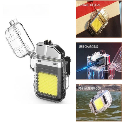 Transparent   Electric   Lighter   USB   Camping   COB   Light   Rechargeable   Waterproof